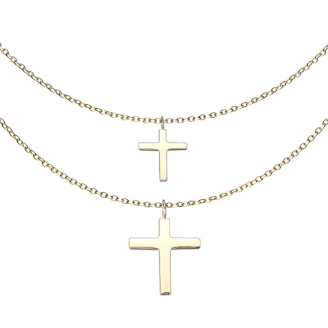 Gold-plated chain pendant double cross