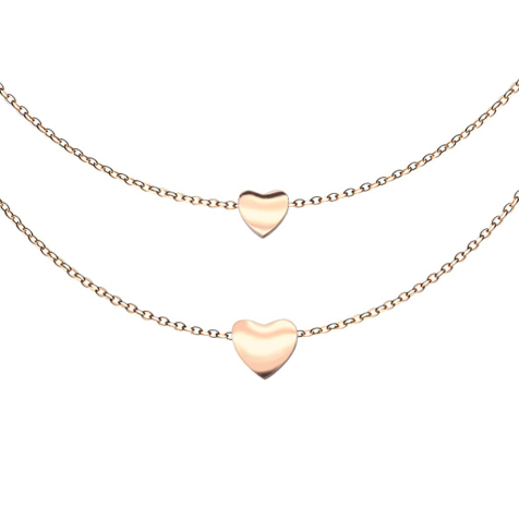 Chaîne or rose pendentif deux cœurs