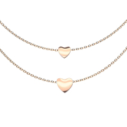 Chaîne or rose pendentif deux cœurs