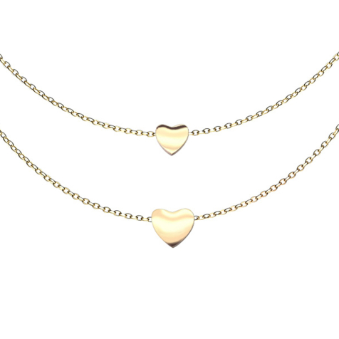 Chaîne plaquée or pendentif deux cœurs