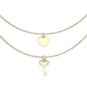 Gold-plated chain pendant heart and key