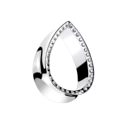 Flared tunnel silver drop with crystal silver