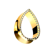 Flared tunnel gold-plated drops with silver crystal