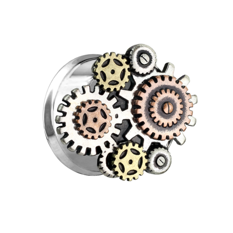 Flared Tunnel silber Steampunk Getriebe