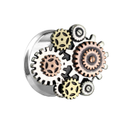 Flared Tunnel silber Steampunk Getriebe