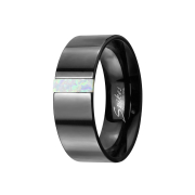 Anello nero con strisce opaline