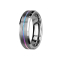 Ring silver brushed with beveled edges groove colored