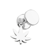 Fake Plug silber mit Anhänger Hanfblatt