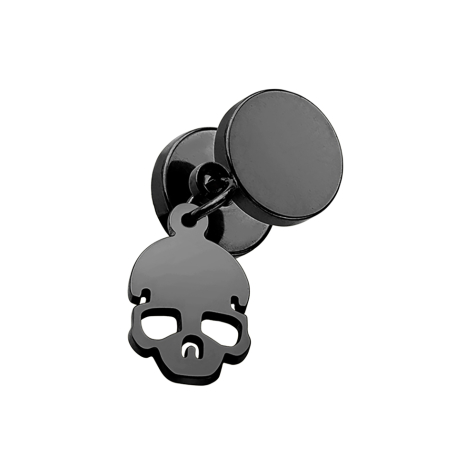 Fake Plug schwarz mit Anhänger Totenkopf