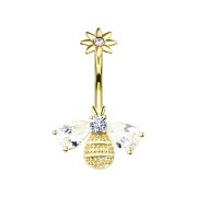 Banane filet femelle 14k doré abeille avec fleur