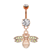 Banana in oro rosa con ciondolo a forma di ape