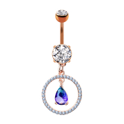 Banane rose doré avec pendentif cercle avec...