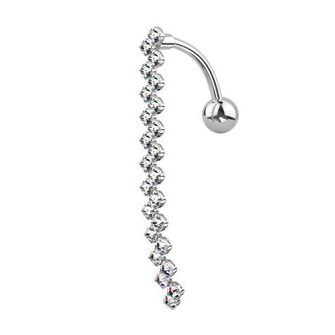 Banana silver with zigzag crystal bar pendant