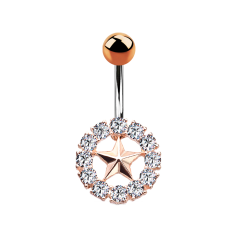 Banana rose gold star with silver crystal circle