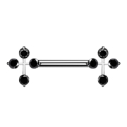 Barbell argent croix avec cristal noir