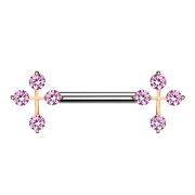 Barbell or rose croix avec cristal rose