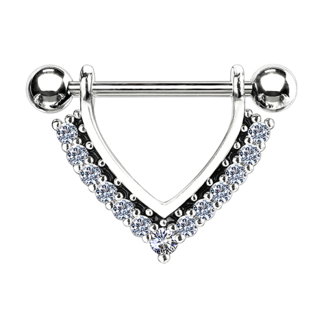 Barbell silver Hanger with crystals silver