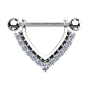 Barbell silver Hanger with crystals silver