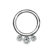 Micro bague segmentée pliable argent trois cristaux
