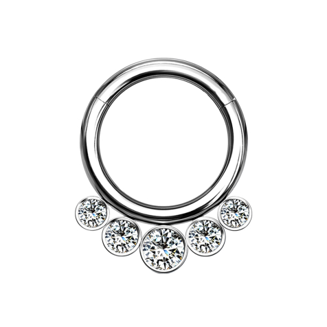 Bague micro segment pliable argent cinq cristaux