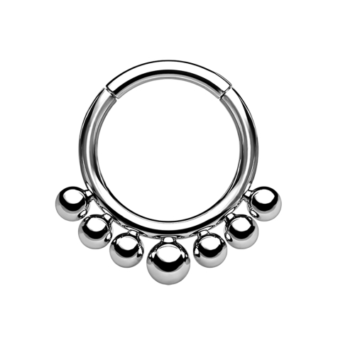Micro segment ring, foldable, silver, seven balls