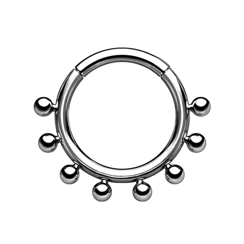 Micro Segmentring klappbar silber acht Kugeln weit