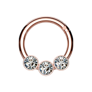 Anello micro segmento con cerniera in oro rosa con tre...