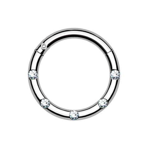 Anello a micro segmenti con cerniera in argento cinque cristalli argento