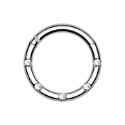 Micro segment ring hinged silver front five crystals silver