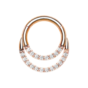 Micro segment ring hinged rose gold double front crystals...