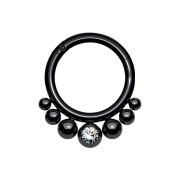 Micro anneau segment pliable noir sept boules cristal...