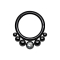 Micro anneau segment pliable noir sept boules cristal argenté