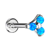 Micro Labret Innengewinde silber Dreieck drei Opale blau
