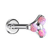 Micro Labret Innengewinde silber Dreieck drei Opale pink