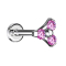Micro Labret Innengewinde silber Dreieck drei Kristalle pink
