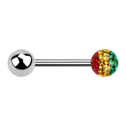 Barbell silver with crystal ball Rasta epoxy protective...