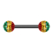 Barbell schwarz mit zwei Kristallkugeln Rasta Epoxy Schutzschicht