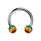 Circular Barbell silber mit zwei Kristallkugeln Rasta Epoxy Schutzschicht