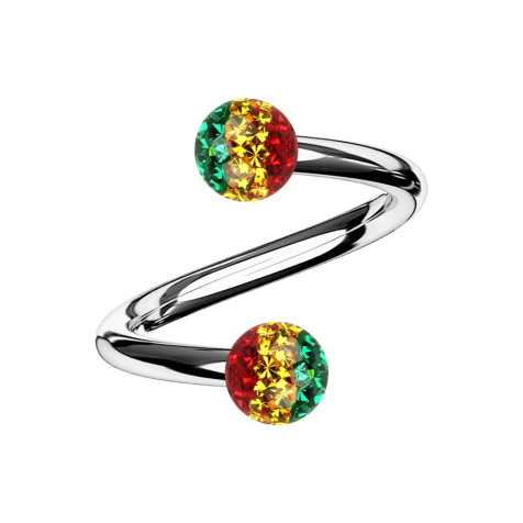 Spirale argentée avec deux boules de cristal Rasta Epoxy de protection