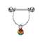Barbell argent avec pendentif boules cristal boule rasta époxy protection