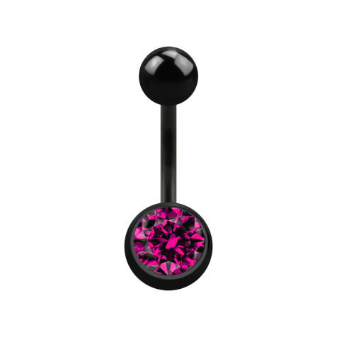 Banana black with ball and ball crystal fuchsia