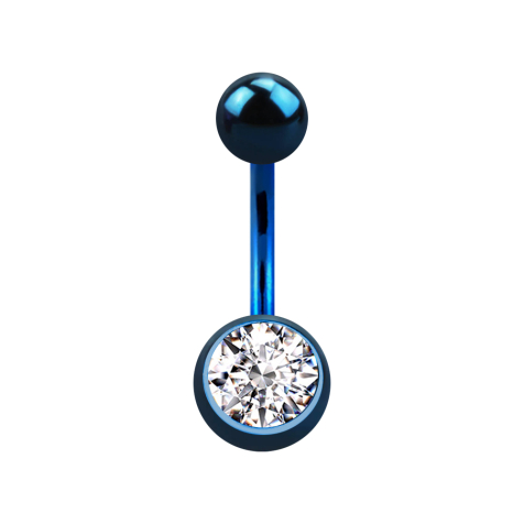 Banana dark blue with ball and ball crystal silver