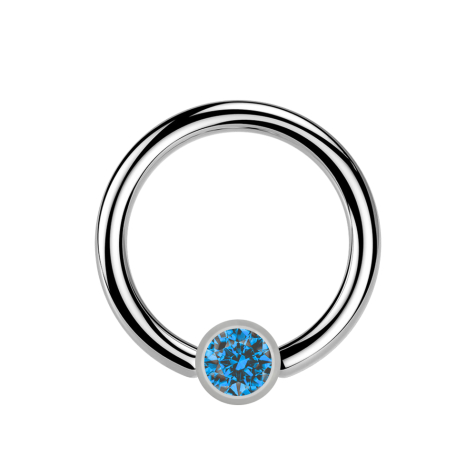 Micro Ball Closure Ring silver and crystal light blue