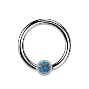 Micro Ball Closure Ring silver and crystal light blue