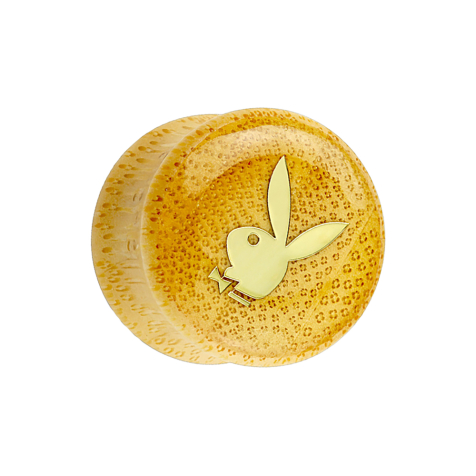 Flared Plug en bois de bambou Playboy Bunny sur fond doré
