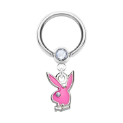 Micro Ball Closure Ring silver and crystal silver with...