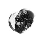 Flared Plug en verre Pyrex noir crâne