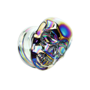 Flared plug made of Pyrex glass colored skull