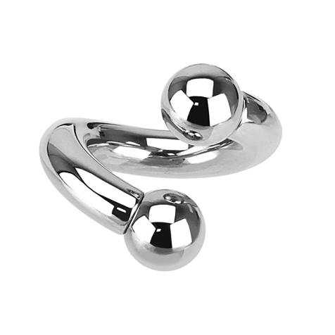 Spirale Innengewinde silber mit zwei Kugeln
