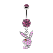 Banane argent avec pendentif Playboy Bunny rose